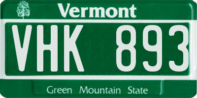 VT license plate VHK893