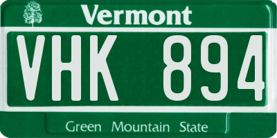 VT license plate VHK894