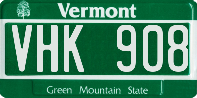 VT license plate VHK908