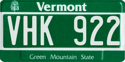 VT license plate VHK922