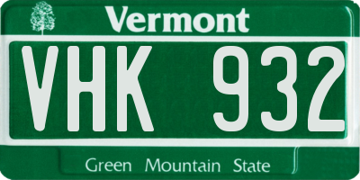 VT license plate VHK932