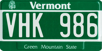 VT license plate VHK986