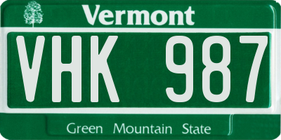 VT license plate VHK987
