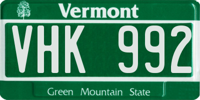 VT license plate VHK992