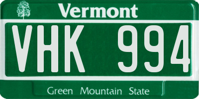 VT license plate VHK994
