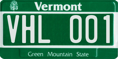 VT license plate VHL001