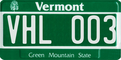 VT license plate VHL003