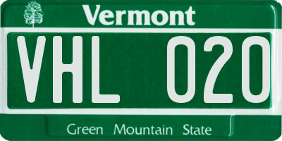 VT license plate VHL020