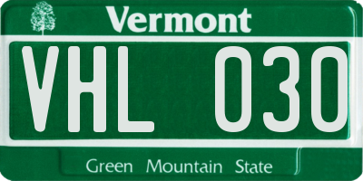 VT license plate VHL030