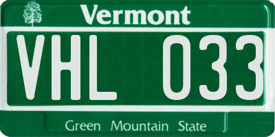 VT license plate VHL033