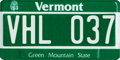 VT license plate VHL037