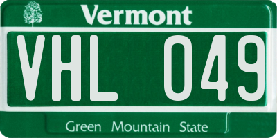 VT license plate VHL049