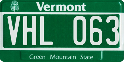 VT license plate VHL063