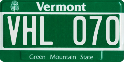 VT license plate VHL070