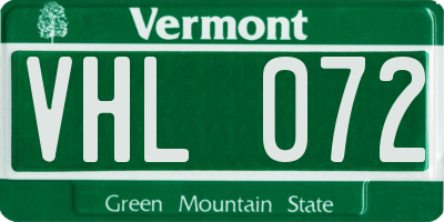 VT license plate VHL072