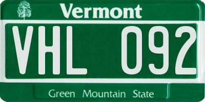 VT license plate VHL092