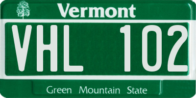 VT license plate VHL102