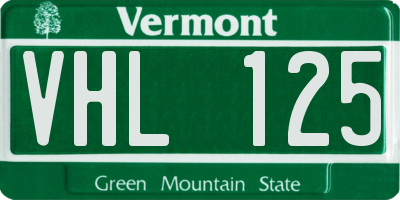 VT license plate VHL125