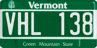 VT license plate VHL138