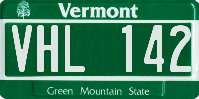 VT license plate VHL142
