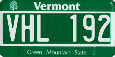 VT license plate VHL192