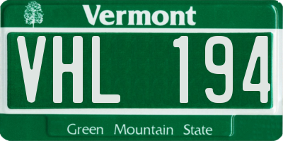 VT license plate VHL194