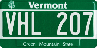 VT license plate VHL207