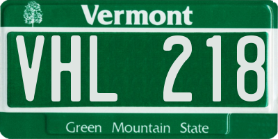 VT license plate VHL218