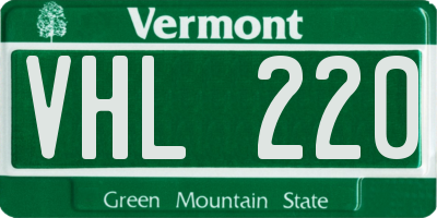 VT license plate VHL220