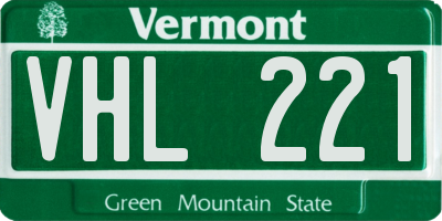 VT license plate VHL221
