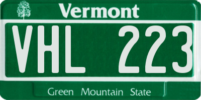 VT license plate VHL223