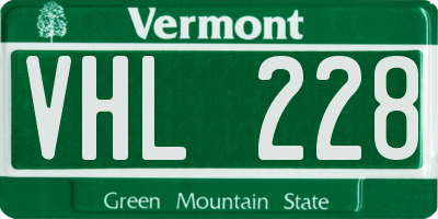 VT license plate VHL228