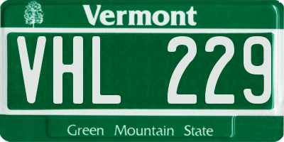 VT license plate VHL229