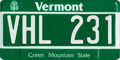 VT license plate VHL231