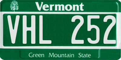 VT license plate VHL252