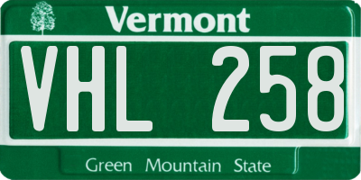VT license plate VHL258