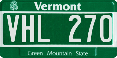 VT license plate VHL270