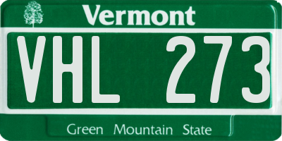 VT license plate VHL273