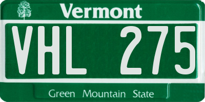 VT license plate VHL275