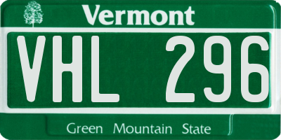VT license plate VHL296