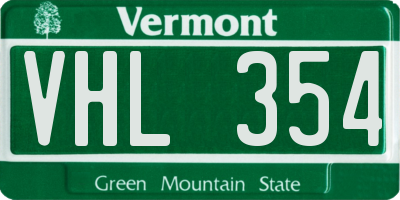 VT license plate VHL354