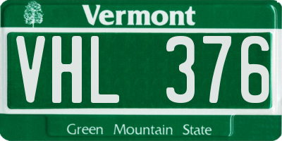 VT license plate VHL376