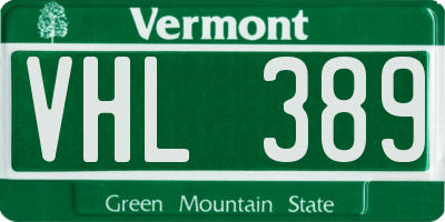 VT license plate VHL389