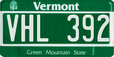 VT license plate VHL392
