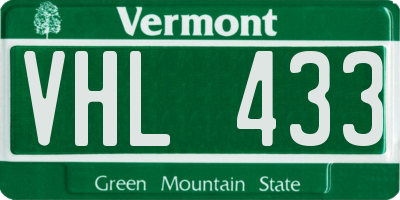 VT license plate VHL433