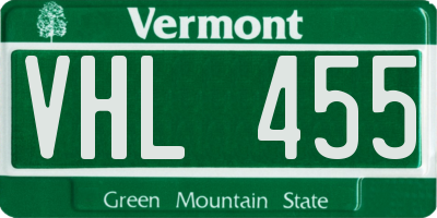 VT license plate VHL455