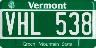 VT license plate VHL538