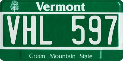 VT license plate VHL597