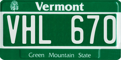VT license plate VHL670