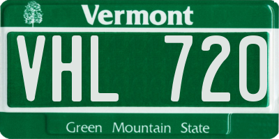 VT license plate VHL720